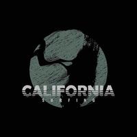 diseño de camiseta de tipografía de ilustración de california vector