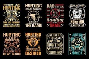 Hunting t-shirt design bundle, hunting lover, hunter, vector element, illustration