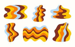 Retro set colorful abstract wavy shapes isolated on white background. Trendy vector illustration in style 60s, 70s