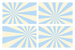 Sunbeam glow horizontal backgrounds in blue and beige colors. Trendy retro vector illustration. Circus poster or placard. Pastel colors