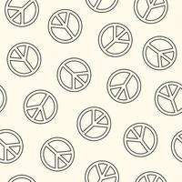 Retro colorful linear peace symbol seamless pattern on a beige background. Vector illustration