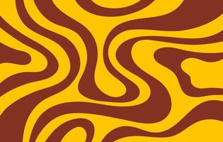 Abstract horizontal background with colorful waves in yellow and brown colors. Trendy vector illustration in style retro 60s, 70s.