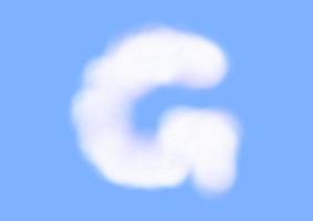 G alphabet font shape in cloud vector on blue sky background