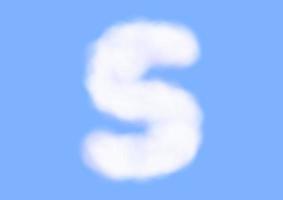 S alphabet font shape in cloud vector on blue sky background