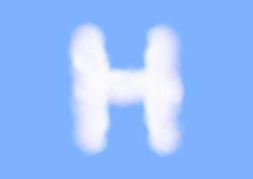 H alphabet font shape in cloud vector on blue sky background