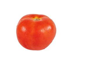 One red ripe tomato on a white background. Tomato isolate. photo