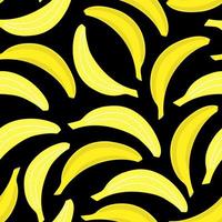 patrón de plátano sin costuras. plátanos maduros deliciosos en plano, estilo de dibujos animados, dibujo a mano. impresión de moda para embalaje, textiles, papel digital. producto dietético saludable natural vector