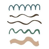 Set of abstract decorative design elements. Wavy lines, doodle illustration vector