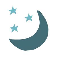 Abstract celestial elements moon and stars in flat, doodle, hand draw style. Simple illustration for design and decoration vector