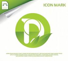 Creative letter d and modern green leaf logo design vector