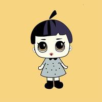 cute little girl vector drawing