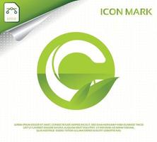 Creative letter c and modern green leaf logo design vector