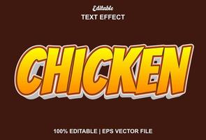 efecto de texto de pollo con color naranja editable.