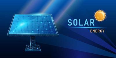 solar panel low poly light effect on blue background vector
