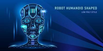 robot de cabeza con forma humanoide sobre fondo azul vector