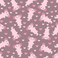 Cute cartoon axolotl. Seamless pattern. vector