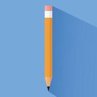 pencil with shadow vector flat icon, colored background. Illustration for design. School supplies