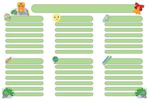 timetable for schoolchildren and students for printing on any materials. 02 vector