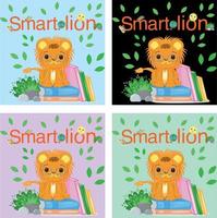 bright children's illustration - smart lion - for printing on any materials. vector