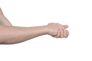 Hand with fist gesture Isolated on white background with clipping path. photo