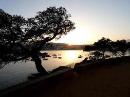 retroiluminación en la playa de s'agaro en la costa brava, cataluña, españa foto