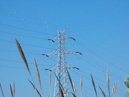 Electric towers in rural areas that bring electricity to our homes photo