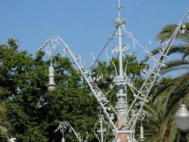 Modernist lamp or street lamp of the city of Barcelona photo