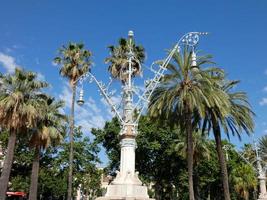 backlit details of a modernist chandelier in the city of Barcelona photo