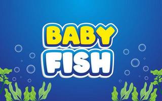 baby fish text effect with seaweed illustration vector