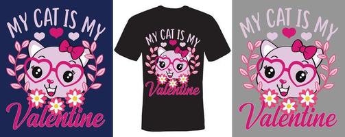 mi gato es mi diseño de camiseta de valentin para el día de valentin vector