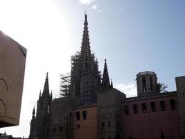 Silhouette of the cathedral of the city of Barcelona photo