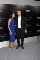 LOS ANGELES, AUG 7 - Luciana Barroso, Matt Damon arrives at the Elysium World Premiere at the Village Theater on August 7, 2013 in Westwood, CA photo