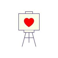 Color vector icon of heart on canvas. Suitable for web sites, apps, books etc