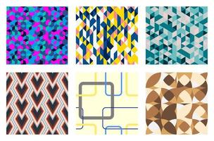 Collection of vibrant geometric seamless patterns. Suitable for wallpapers, postcards, web sites, coverages vector