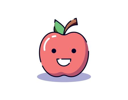 Isolated vector illustration of apple with bright smile. Suitable for web sites, apps, books, advertisement etc