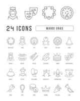 Set of linear icons of Mardi Gras vector