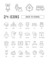 Set of linear icons of Back to School vector