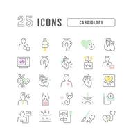 Set of linear icons of Cardiology vector