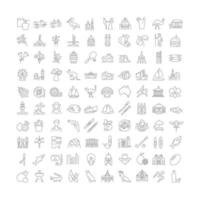 Set of linear icons of Australia vector