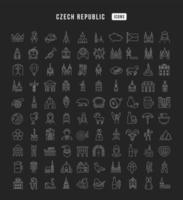 Set of linear icons of Czech Republic vector