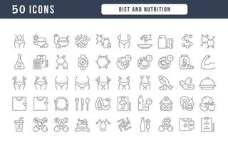 Set of linear icons of Diet and Nutrition vector