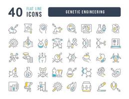 Set of linear icons of Genetic Engineering vector