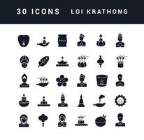 vector iconos simples de loi krathong