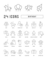 Set of linear icons of Birthday vector