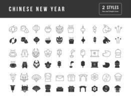 vector iconos simples del año nuevo chino