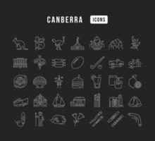 Set of linear icons of Canberra vector