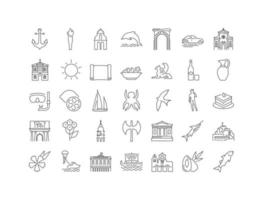 Set of linear icons of Corfu vector