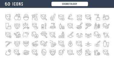 Set of linear icons of Cosmetology vector