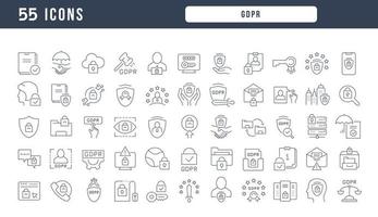 Set of linear icons of GDPR vector