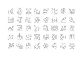 Set of linear icons of Genetic Engineering vector